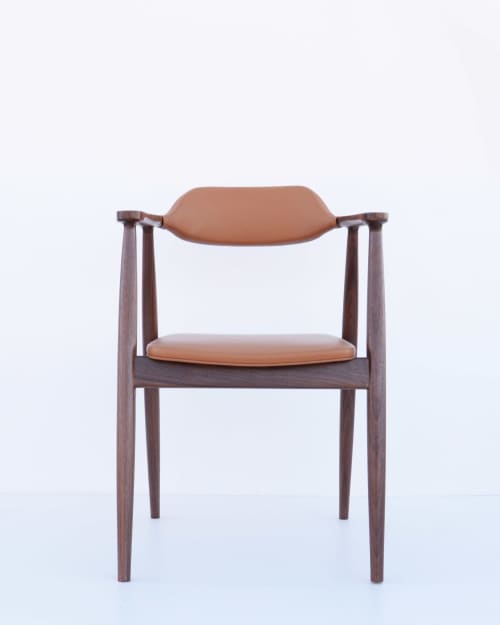 Dining Arm Chair SEIREN WALNUT | Dining Chair in Chairs by HACHI COLLECTIONS. Item made of walnut & fabric