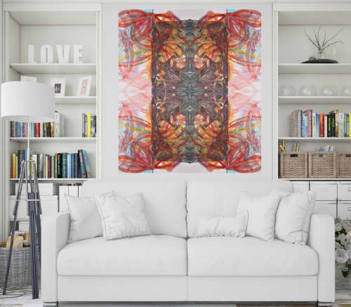 Painted arabesque | Oil And Acrylic Painting in Paintings by KALEIDO MARBLING ART. Item made of paper