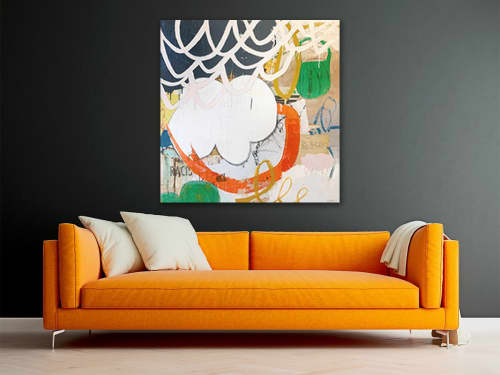 Waking Up 48"x48" | Mixed Media by Bibby Gignilliat. Item composed of synthetic