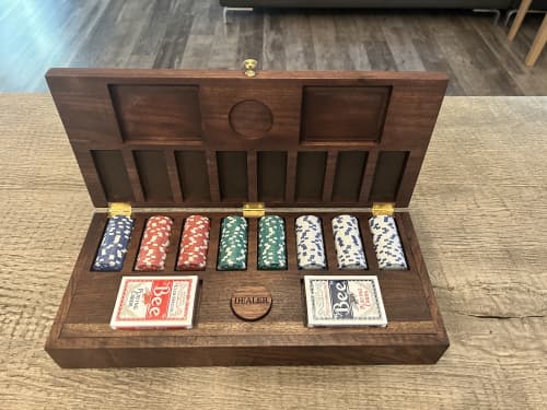21st Century 200 Piece Luxury Poker Gaming Set | Decorative Box in Decorative Objects by Walker Design Studios. Item made of walnut works with contemporary & modern style