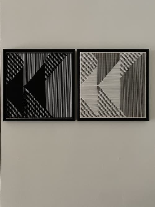 Fold Lines positive/ negative | Embroidery in Wall Hangings by Fault Lines | X BANK Amsterdam in Amsterdam. Item composed of cotton
