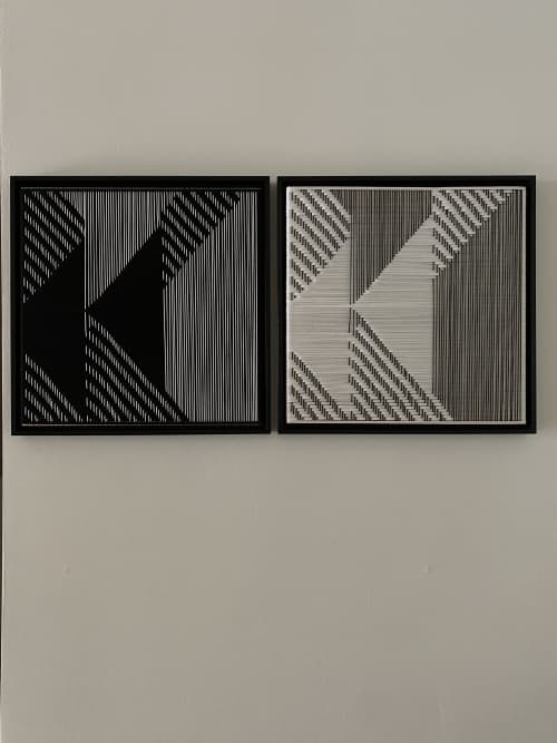 Fold Lines positive/ negative | Embroidery in Wall Hangings by Fault Lines by Matthias de Vogel | X BANK Amsterdam in Amsterdam. Item composed of cotton