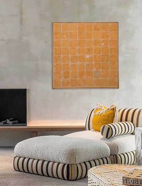 Cut From The Same Cloth, Mustard | Mixed Media in Paintings by El Løvaas. Item made of canvas