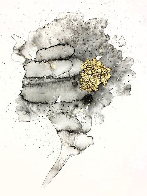 Samira | Watercolor Painting in Paintings by Bridget Davies Art. Item composed of fabric and paper in boho or contemporary style