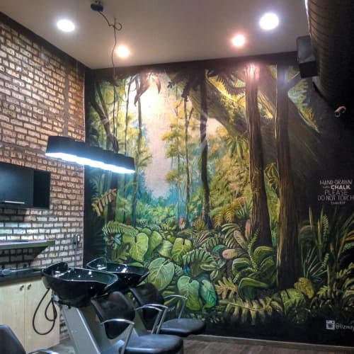 Fox and Jane Forest Mural | Murals by Liz Maycox | Fox and Jane Salon in Brooklyn. Item made of synthetic
