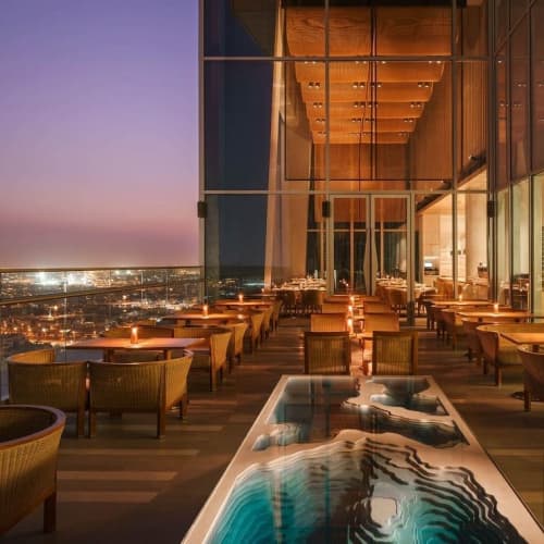 Abyss Sculpture | Sculptures by Duffy London | Four Seasons Hotel Kuwait at Burj Alshaya in Al Kuwayt. Item made of wood with metal