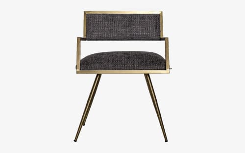 Ika Brass Plated Dining Chair | Chairs by LAGU. Item composed of fabric and metal in minimalism or modern style