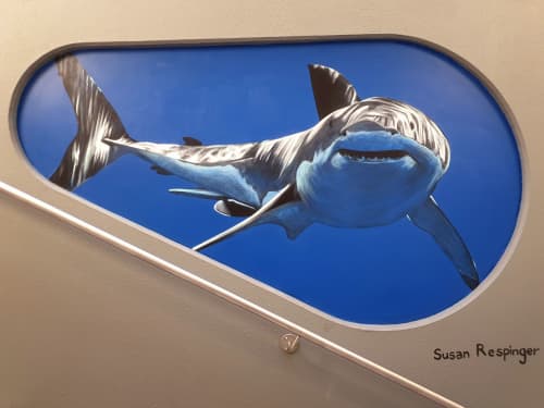 Smiling Shark | Murals by Susan Respinger | Watertown Brand Outlet Centre in West Perth. Item composed of synthetic