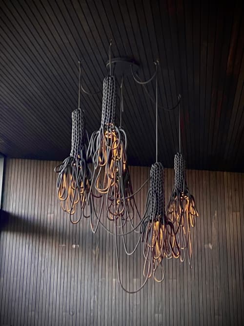 String Theory | Chandeliers by JAN FLOOK | Crown Towers Melbourne in Southbank. Item composed of fabric and fiber