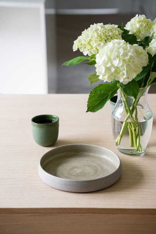 Stoneware Dinner Plates With High Sides "Concrete" | Dinnerware by Creating Comfort Lab. Item composed of stoneware