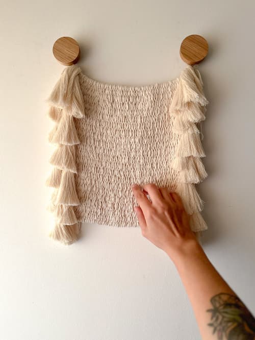 Handwoven Tapestry ILANA | Wall Hangings by Ana Salazar Atelier. Item made of oak wood & cotton compatible with boho and country & farmhouse style