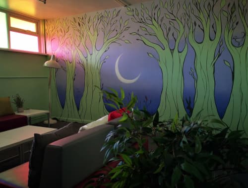 Mural & Fabric Design at St Cuthbert's CHS - St Helens Wellbeing Room | Murals by Charlie Illustrates / Charlotte Weatherstone | St Cuthbert's Catholic High School in Saint Helens. Item composed of synthetic