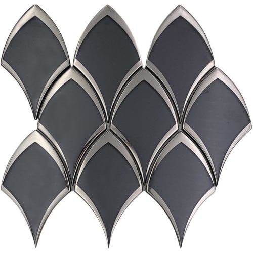 Gray Deco Fan Glass Mosaic Tile | Tile Club | Tiles by Tile Club | Los Gatos in Los Gatos. Item composed of glass