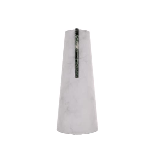 Elara" Flower vase in White Carrara and Green Alpi marble | Vases & Vessels by Carcino Design. Item composed of marble in minimalism or contemporary style