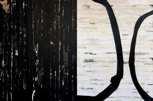 Black/White Alignment | Collage in Paintings by Adam Collier Noel. Item made of canvas & paper compatible with minimalism and contemporary style