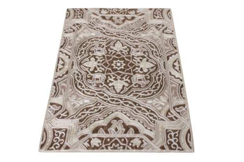 Rug & Kilim’s Handwoven chain stitch pattern in Brown | Area Rug in Rugs by Rug and Kilim