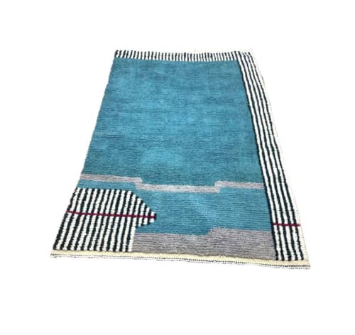Natural wool rug -handmade rug- Berber rug | Area Rug in Rugs by Marrakesh Decor. Item made of wool works with boho & mid century modern style