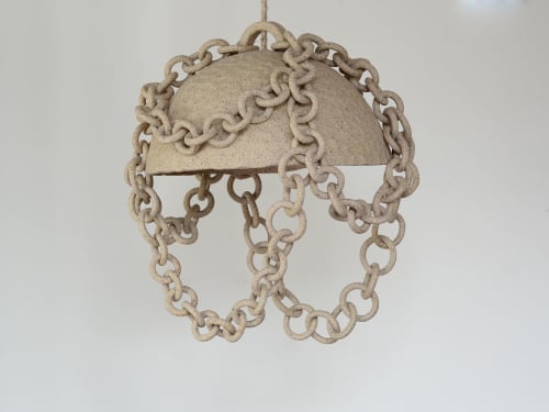 Stoneware chain pedant light | Pendants by Asmaa Aman Tran. Item composed of ceramic in boho or country & farmhouse style