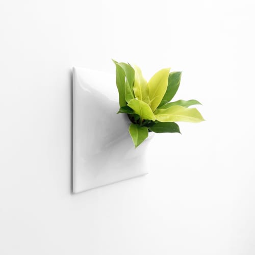 Node XL Wall Planter, 15" Mid Century Modern Planter, White | Plant Hanger in Plants & Landscape by Pandemic Design Studio. Item made of stoneware works with mid century modern & japandi style