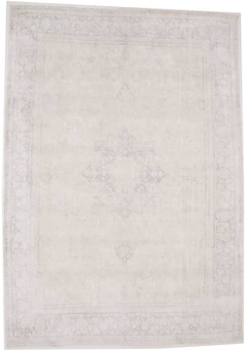 Antique Muted Beige Floral 8'8X12'4 Distressed Vintage Orien | Area Rug in Rugs by Magic Rugs