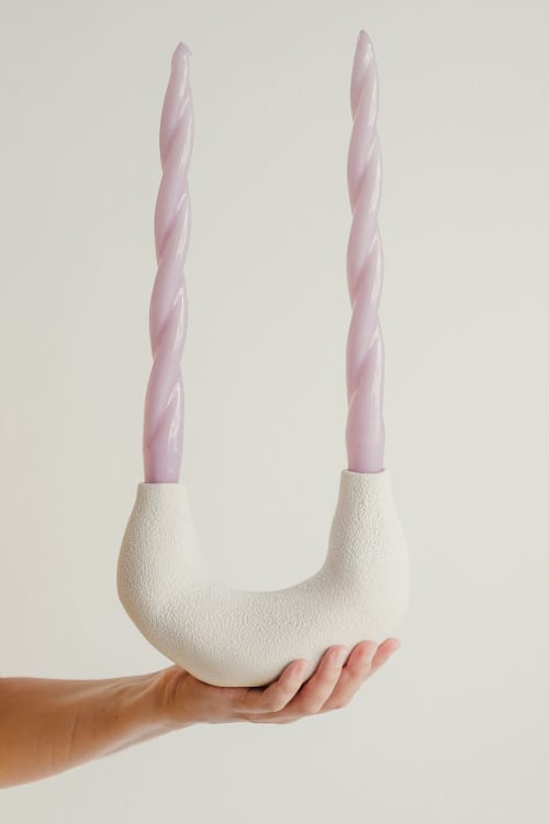 Ceramic u-shaped candleholder | Candle Holder in Decorative Objects by niho Ceramics. Item made of ceramic works with coastal & mediterranean style