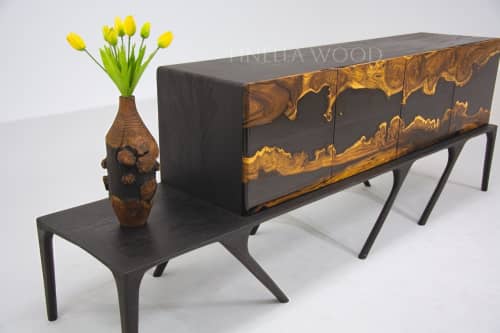 Handmade Olive Epoxy Sideboard, Epoxy Console, Credenza | Storage by Tinella Wood. Item made of wood works with minimalism & contemporary style