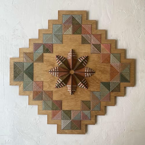 Hand Embroidery and adorned with bead wall art | Wall Hangings by Nosheen iqbal. Item works with mid century modern & mediterranean style
