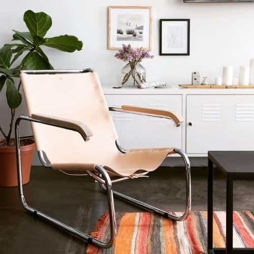 Leathered Chair | Armchair in Chairs by Noah Marion. Item made of steel & leather