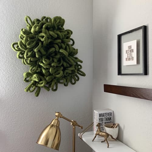 Small - Green Bougainvillea fiber art piece | Wall Sculpture in Wall Hangings by Cristina Ayala. Item made of wool & fiber