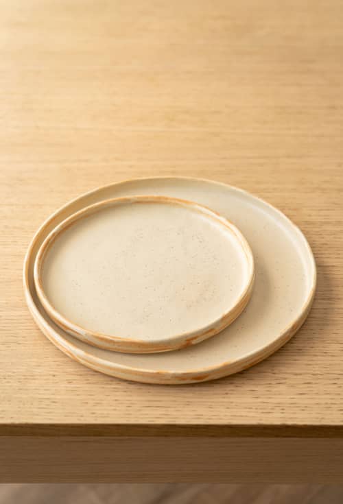 Beige Matte Stoneware Dinner Plates | Dinnerware by Creating Comfort Lab. Item made of stoneware