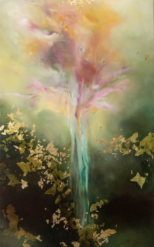 Spring : Emergent VI | Oil And Acrylic Painting in Paintings by Valerie Ostenak. Item composed of canvas in contemporary style