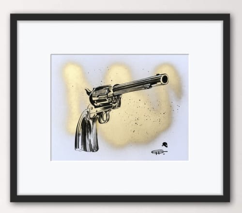 Minimalistic pop art. Colt gold. | Drawing in Paintings by Oplyart. Item composed of paper in minimalism or contemporary style