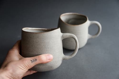Stone - "STABILITY" squat mug with handle | Drinkware by Laima Ceramics. Item made of stoneware works with rustic style
