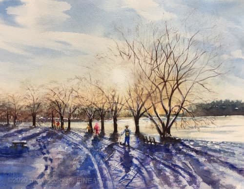 Along the Ottawa | Watercolor Painting in Paintings by Maurice Dionne FINEART. Item made of paper