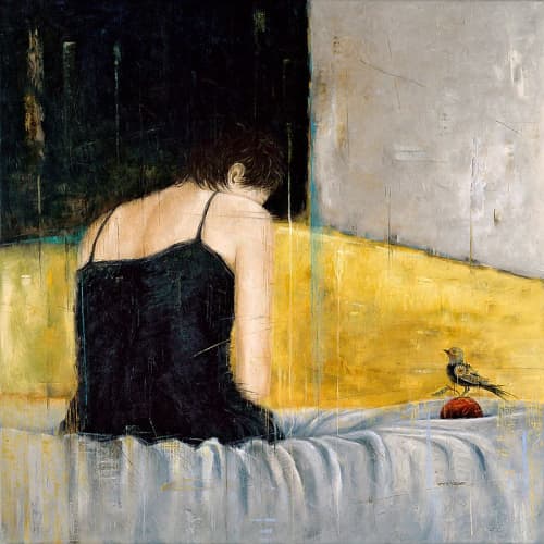 Erica Hopper "Her Gift" | Oil And Acrylic Painting in Paintings by YJ Contemporary Fine Art | YJ Contemporary Fine Art in East Greenwich. Item made of canvas