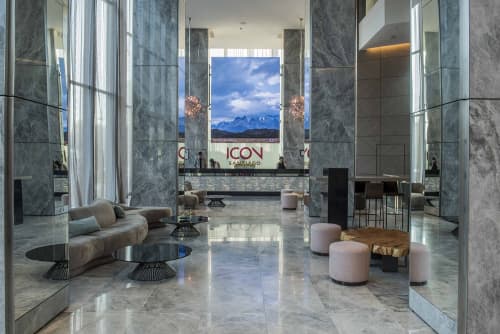 Mizar - Marble Backlit Wall | Tiles by Lithos Design | ICON Hotel Santiago in Las Condes. Item made of marble