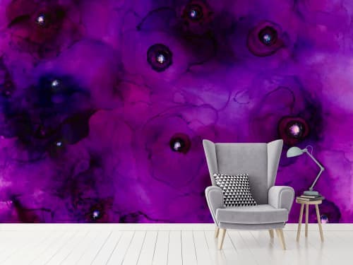 Blooms in Amethyst Wallpaper Mural | Wall Treatments by MELISSA RENEE fieryfordeepblue  Art & Design. Item made of paper compatible with contemporary and eclectic & maximalism style