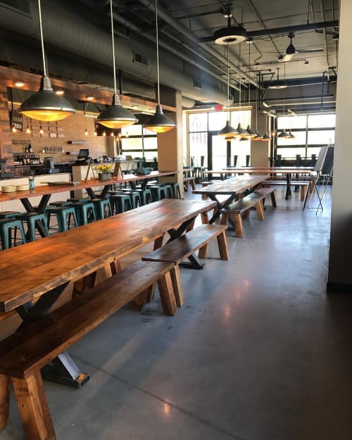 Tables and Benches by Wisconsin Farmhouse at Longtable Beer Cafe ...