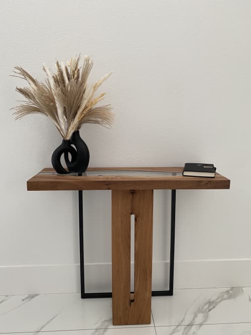 Custom Clear Console Table - Epoxy Resin Table | Tables by Tinella Wood | Alabama Street in San Francisco. Item made of wood & metal compatible with minimalism and mediterranean style