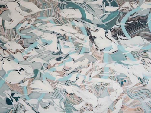 Flow I | Oil And Acrylic Painting in Paintings by Anne Blenker. Item made of canvas with synthetic