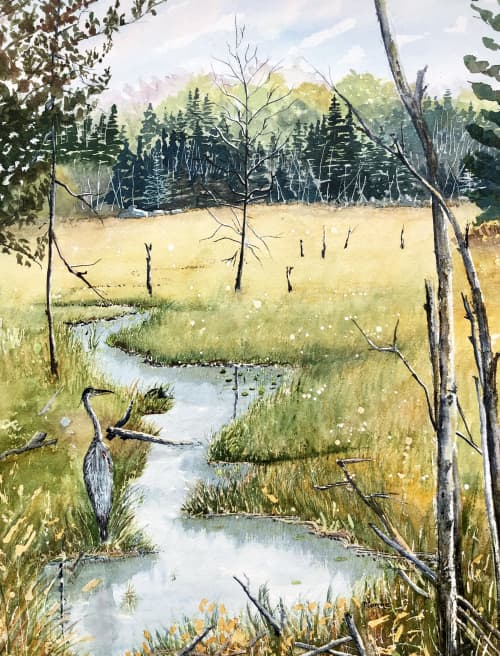 Wetland | Watercolor Painting in Paintings by Maurice Dionne FINEART. Item made of paper