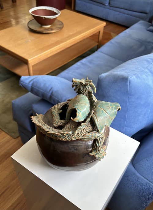 Dragon Pot | Sculptures by Sheila Blunt. Item made of ceramic