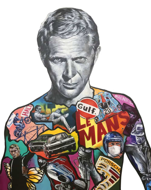 Steve McQueen | Oil And Acrylic Painting in Paintings by Anthony Hernandez Art. Item composed of canvas and synthetic