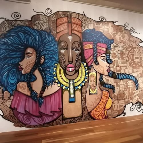 African Wall Mural | Murals by Naney Chelwek | University of South Australia in Adelaide. Item made of synthetic
