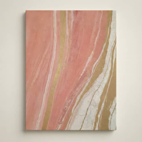 Blush Marble — Abstract Canvas Artwork with Gold Accents | Prints in Paintings by Alpenglow Workshop. Item composed of canvas in boho or minimalism style
