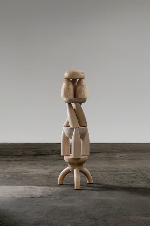 ELEMENTOS Set of Stools, Sandblasted Pine | Chairs by Daniel Couttolenc. Item made of wood works with boho & contemporary style