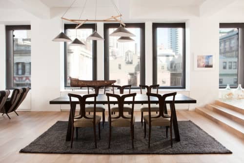 Emily Group of Five Pendant Light – Anthracite Semi-Matte, Dining Room | Chandeliers by MOSS Objects. Item composed of oak wood and steel in contemporary or modern style