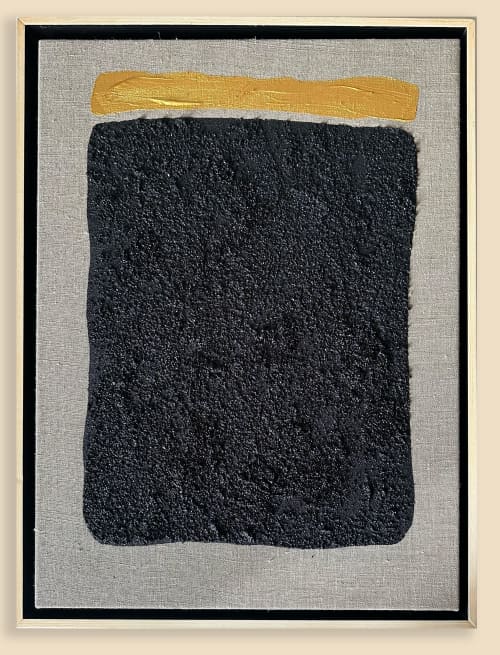 Gold and Carbon Painting on Spanish Linen Minimalist | Oil And Acrylic Painting in Paintings by RGB Fine Art. Item made of canvas works with minimalism & contemporary style