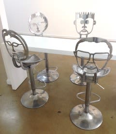 Face Bar Stools | Chairs by Nicole Allen Sculpture. Item composed of steel