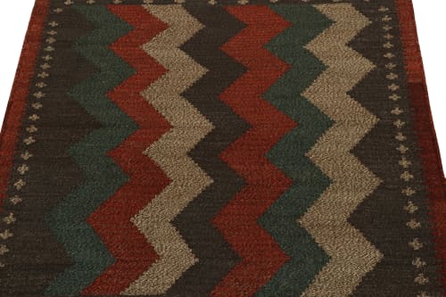 1980s Vintage Sofreh Kilim rug in Beige-Brown Red and Blue | Area Rug in Rugs by Rug and Kilim